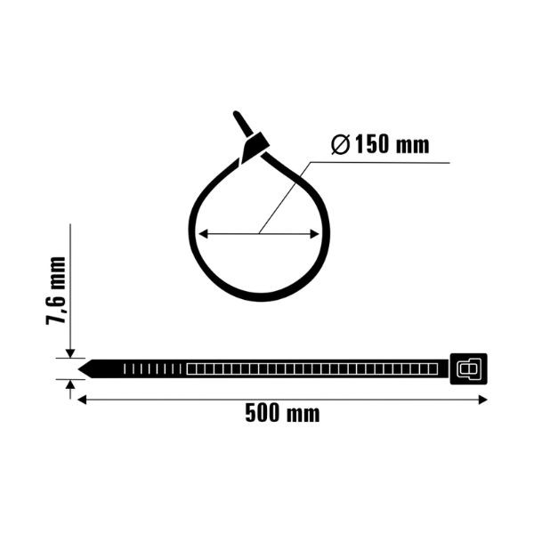 Abraçadeira Preta 7,6mm x 500mm Un