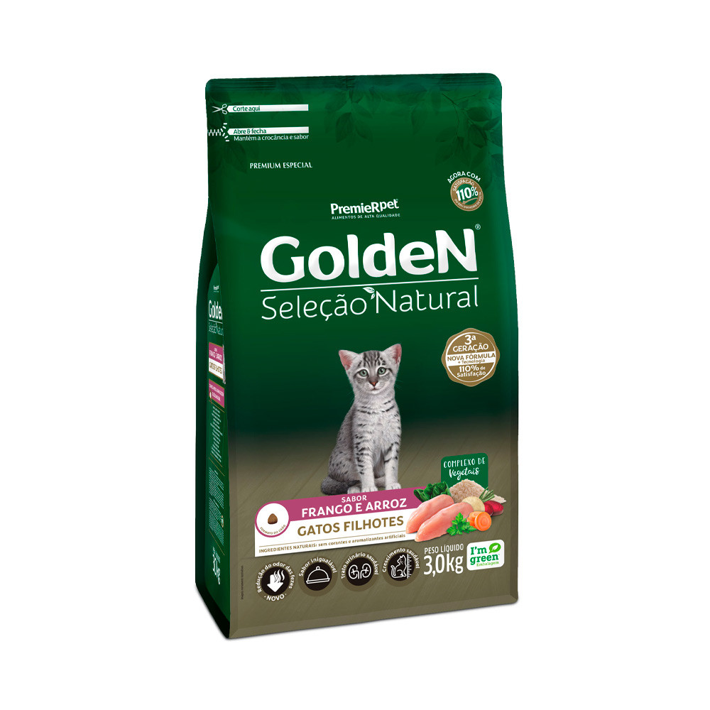 Golden Seleção Natural Gatos Filhotes Frango 3kg