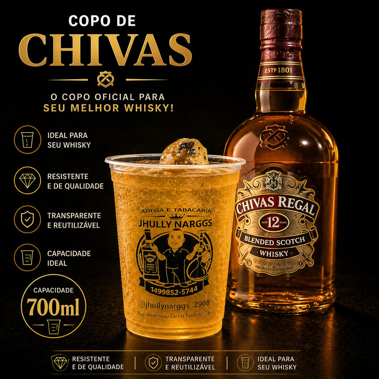 COPO DE WHISKY CHIVAS 700ML