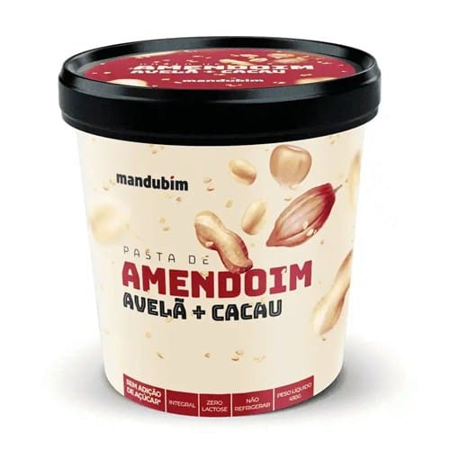 Pasta de Amendoim Mandubim com Avelã e Cacau Embalagem  450g