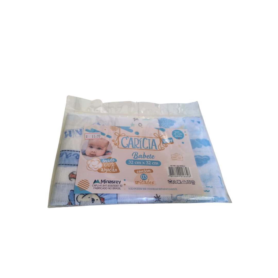 Babete Menino Carícia Baby - 3 Unidades