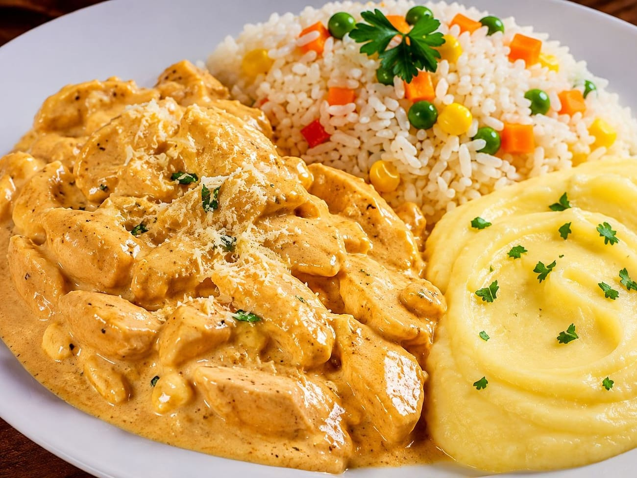 STROGONOFF DE FRANGO AO QUEIJO PARMESÃO