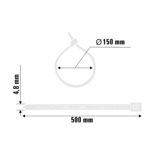 Abraçadeira Branca 4,8mm x 500mm Un