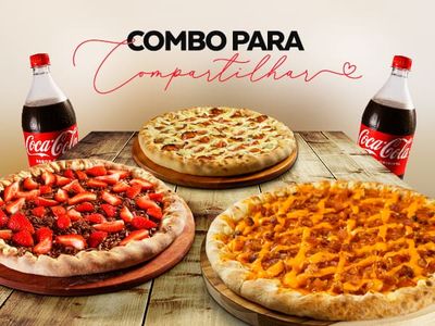 Combo para compartilhar - 3 Pizzas Grandes 35cm + 2 Coca Cola 1,5l