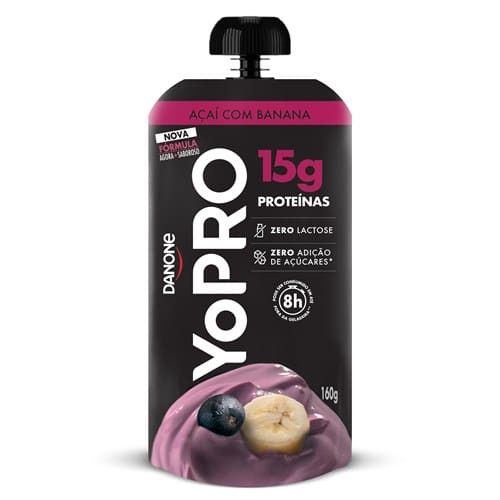 Iogurte Líquido Desnatado Sabor Açaí com Banana 15gg sem Lactose Yopro 160g
