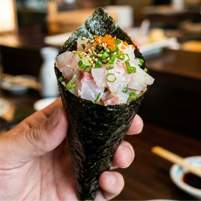 TEMAKI PEIXE BRANCO C CEBOLINHA