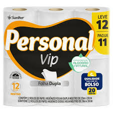 PAPEL HIGIENICO PERSONAL VIP FOLHA DUPLA NEUTRO 20M 06X12X30