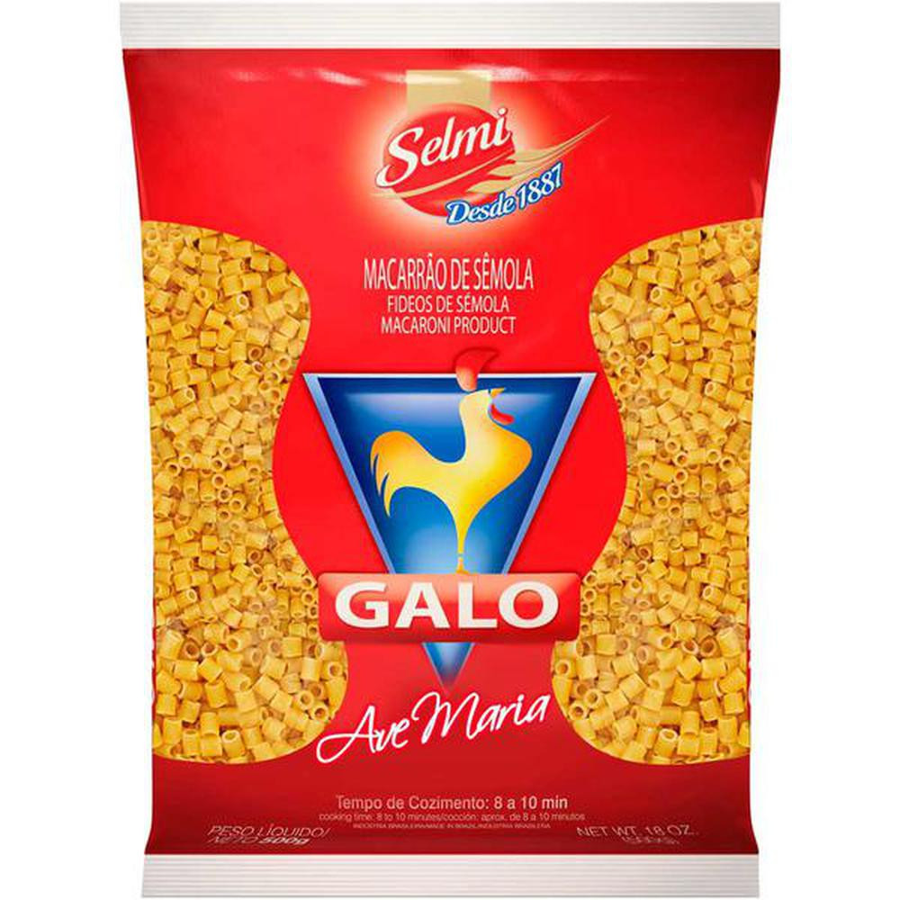 MACARRAO SEMOLA GALO AVE MARIA 500G