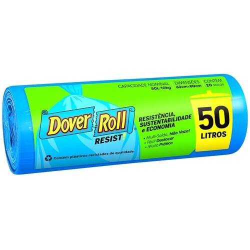 Saco de Lixo Resist Azul 50l Dover Roll 20un