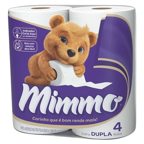 Papel Higiênico Mimmo Neutro Folha Dupla Embalagem 4un