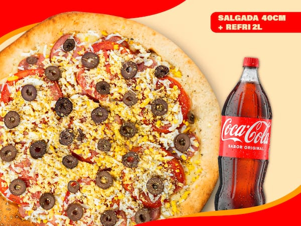 Combo Pizza Salgada - 40cm (até 2 sabores) + Refri 2 litros