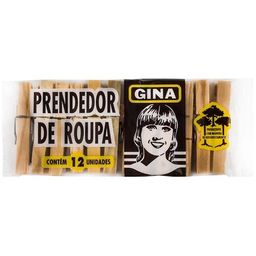 Prendedor de Roupa Madeira Gina 12un