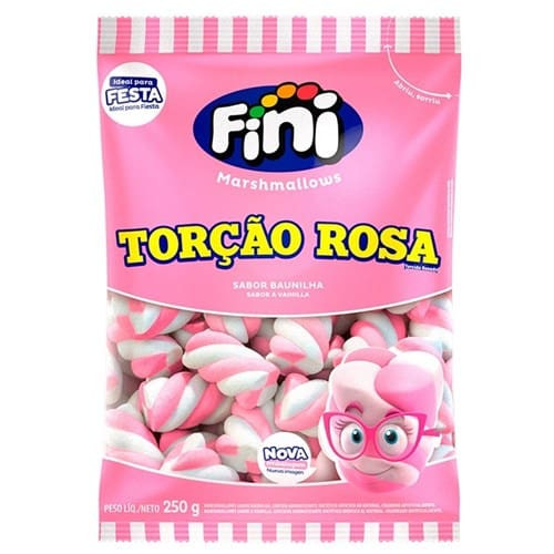 Marshmallows Fini Torção Rosa Embalagem 250g