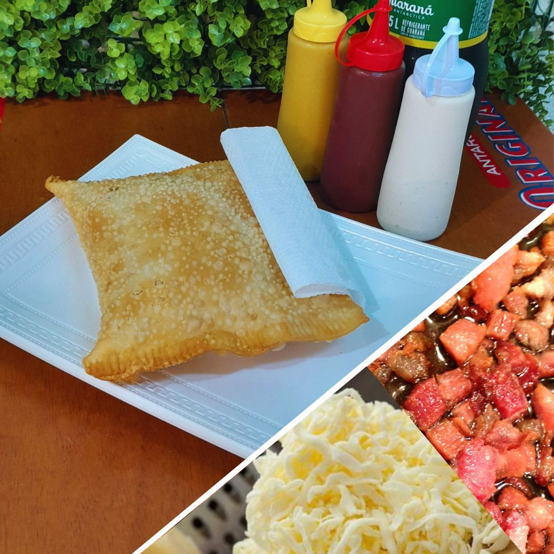 PASTEL DE CARNE COM BACON E QUEIJO