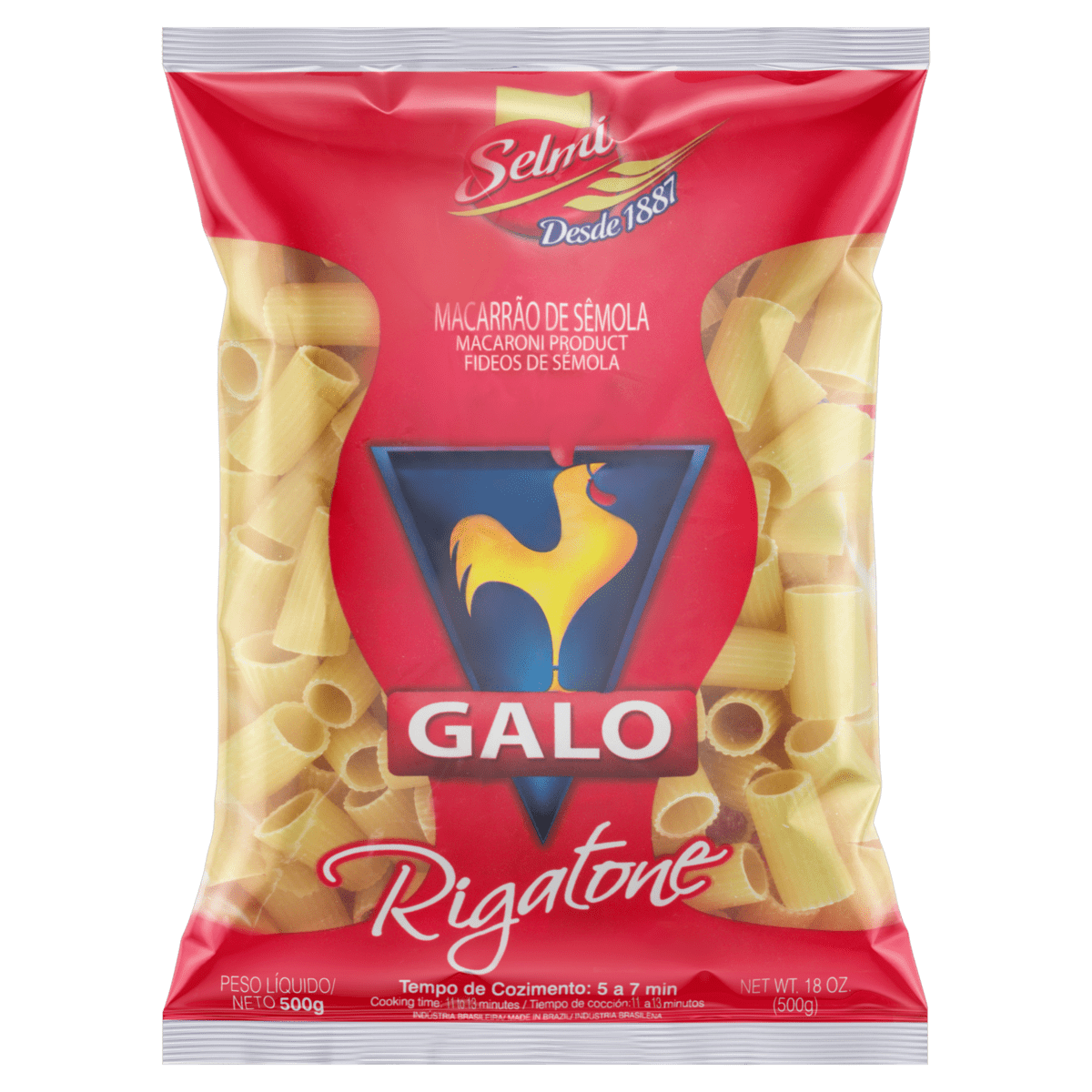 MACARRAO SEMOLA GALO RIGATONE 500G