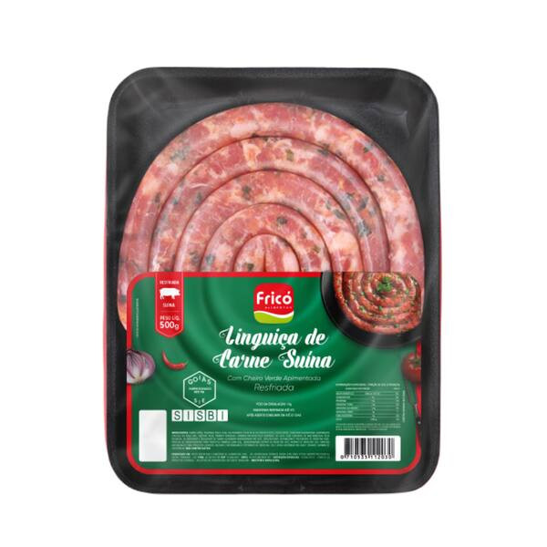Linguiça Suína Fina Temperada Frico Embalagem 500g