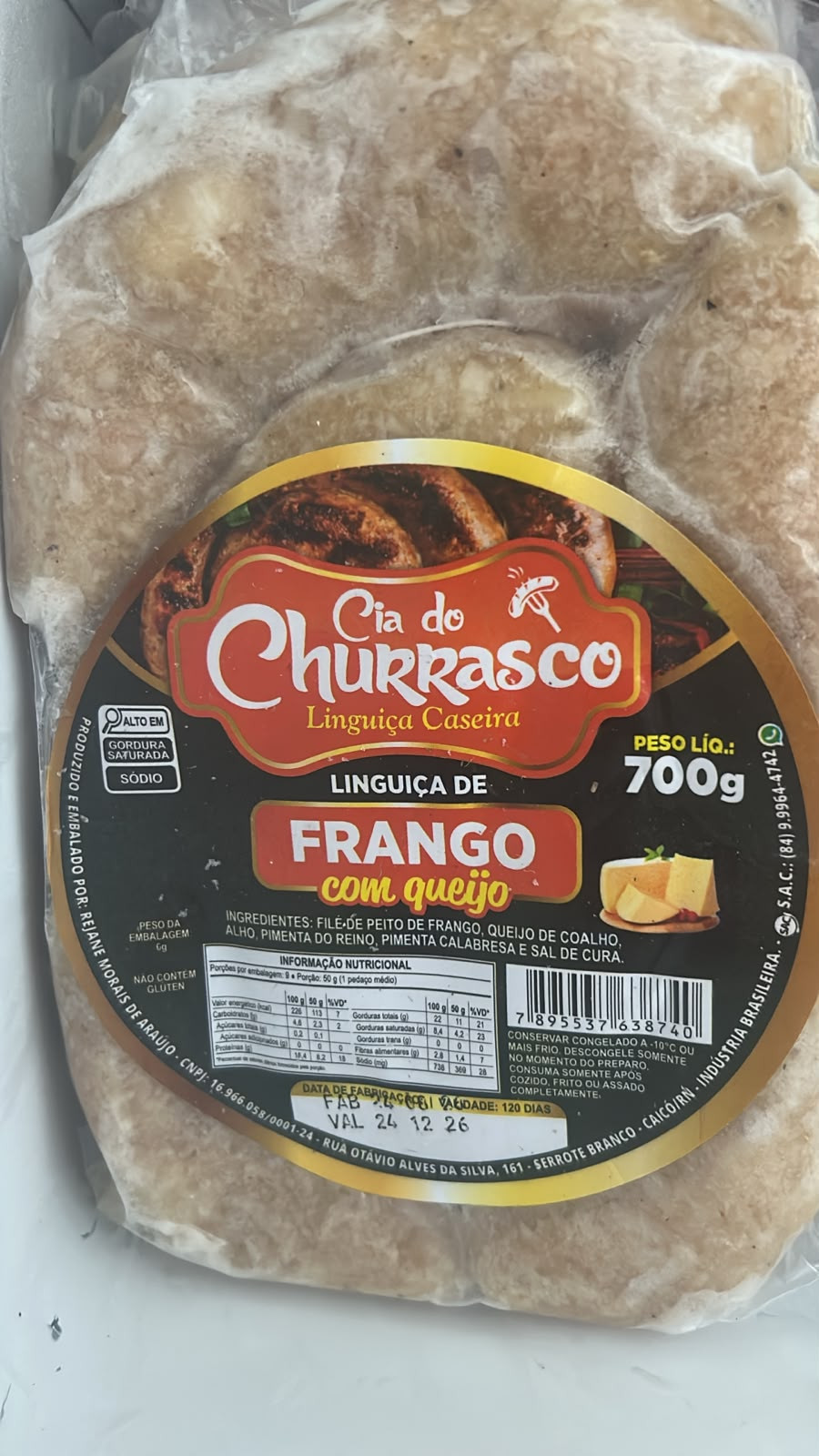 LINGUIÇA FRANGO C/ QUEIJO 700G 