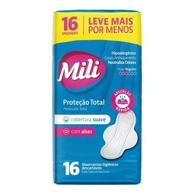 Absorvente Proteção Total Suave com Abas Mili 16un