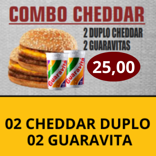 02 DUPLO CHEDDAR + 02 GUARAVITAS