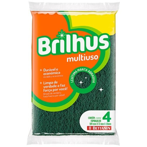 Esponja Brilhus Dupla Face Oferta 4 Unidades