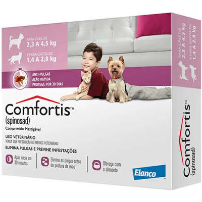 Antipulgas Comfortis 140 mg Elanco  para Cães de 2,3 a 4 Kg e Gatos de 1,4 a 2,8 Kg