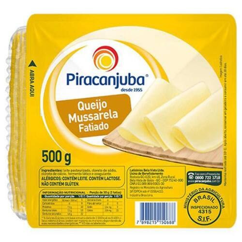 Queijo Mussarela Fatiado Piracanjuba 500g