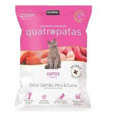 Racao Quatro Patas gatos Salmão,frango e carne 1Kg