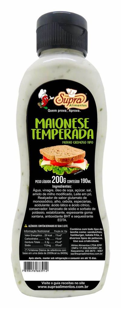 MAIONESE SUPRA GOURMET 200G TEMPERADA