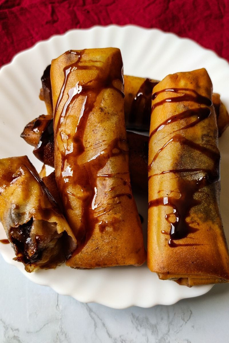 Rolinho de banana com chocolate
