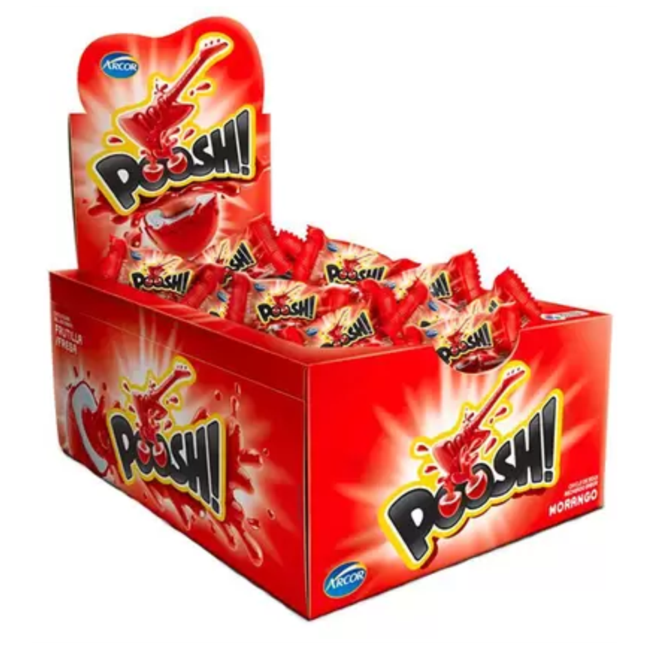 CX CHICLE POOSH MORANGO 200G C/40UN