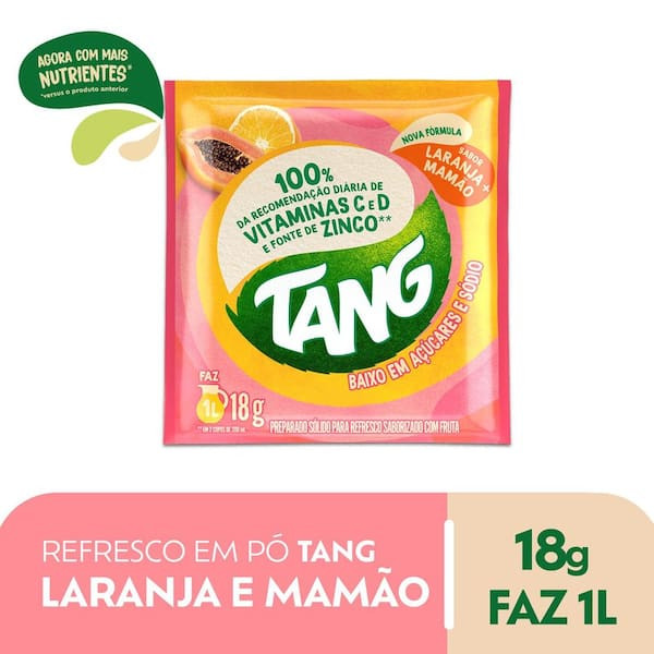 Refresco em Pó Laranja Mamão Tang 18g