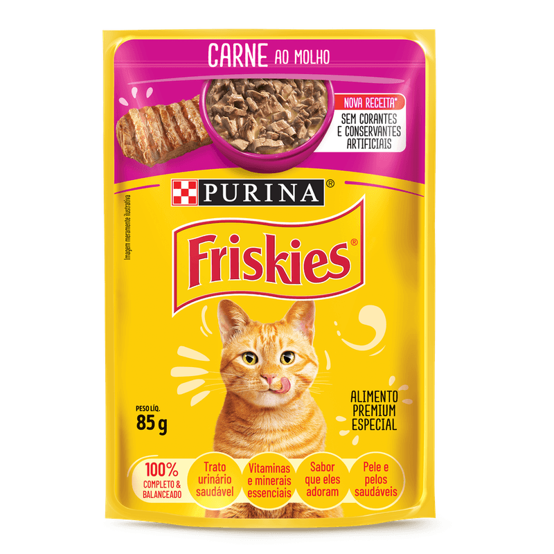 RAÇÃO SACHÊ FRISKIES CARNE AO MOLHO 85G
