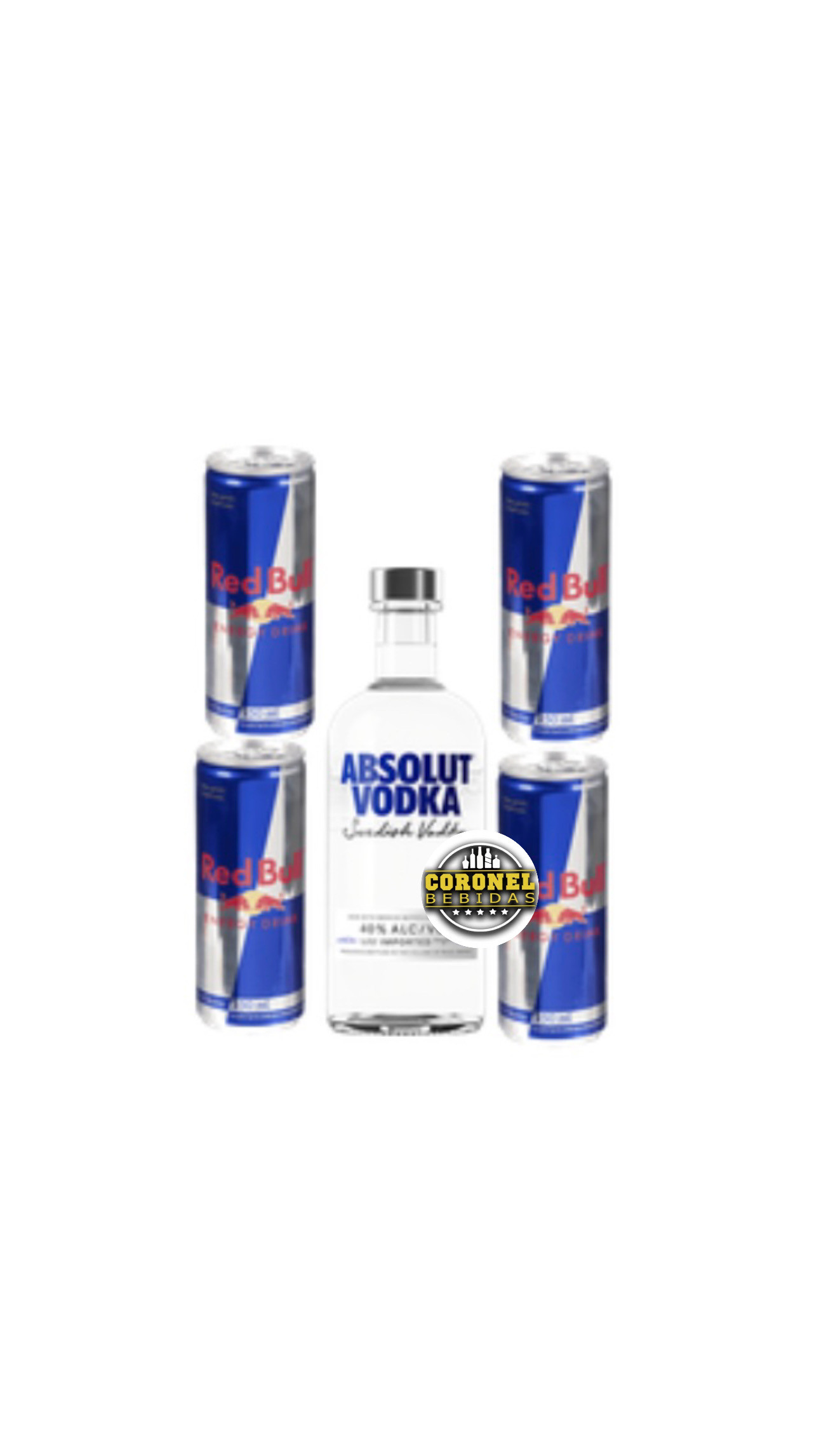 Vodka Absolut 1L + 4 redbull (escolher sabores)