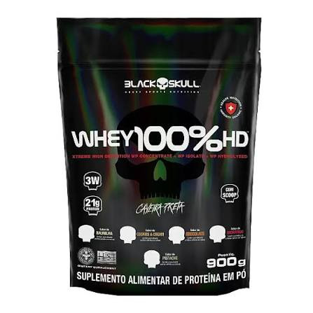 Whey 100% Hd Morango Refil Black Skull 900g