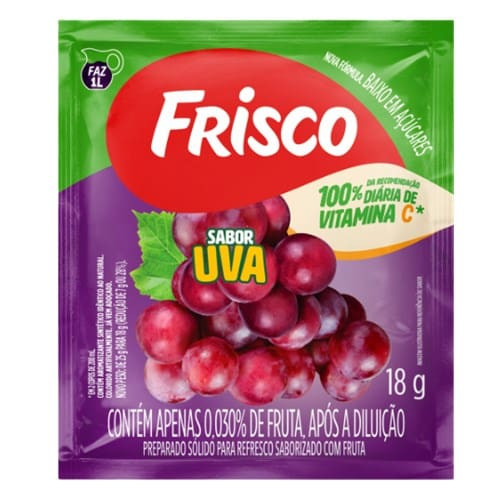 Refresco em Pó Sabor Uva Frisco 18g