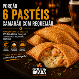 PORCAO 6 PASTEIS CAMARAO COM REQUEIJAO