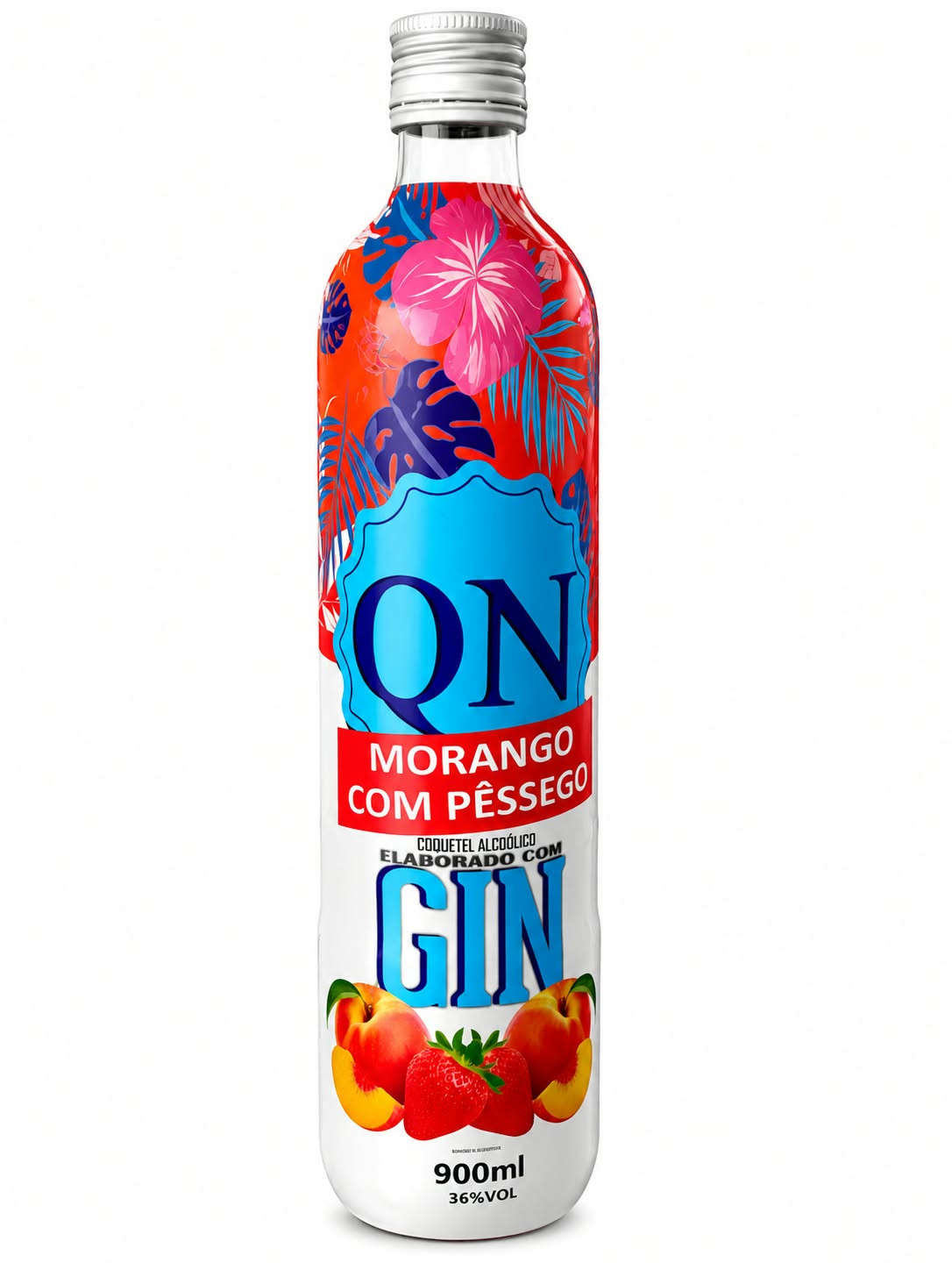 GIN QN MORANGO COM PÊSSEGO 970ML