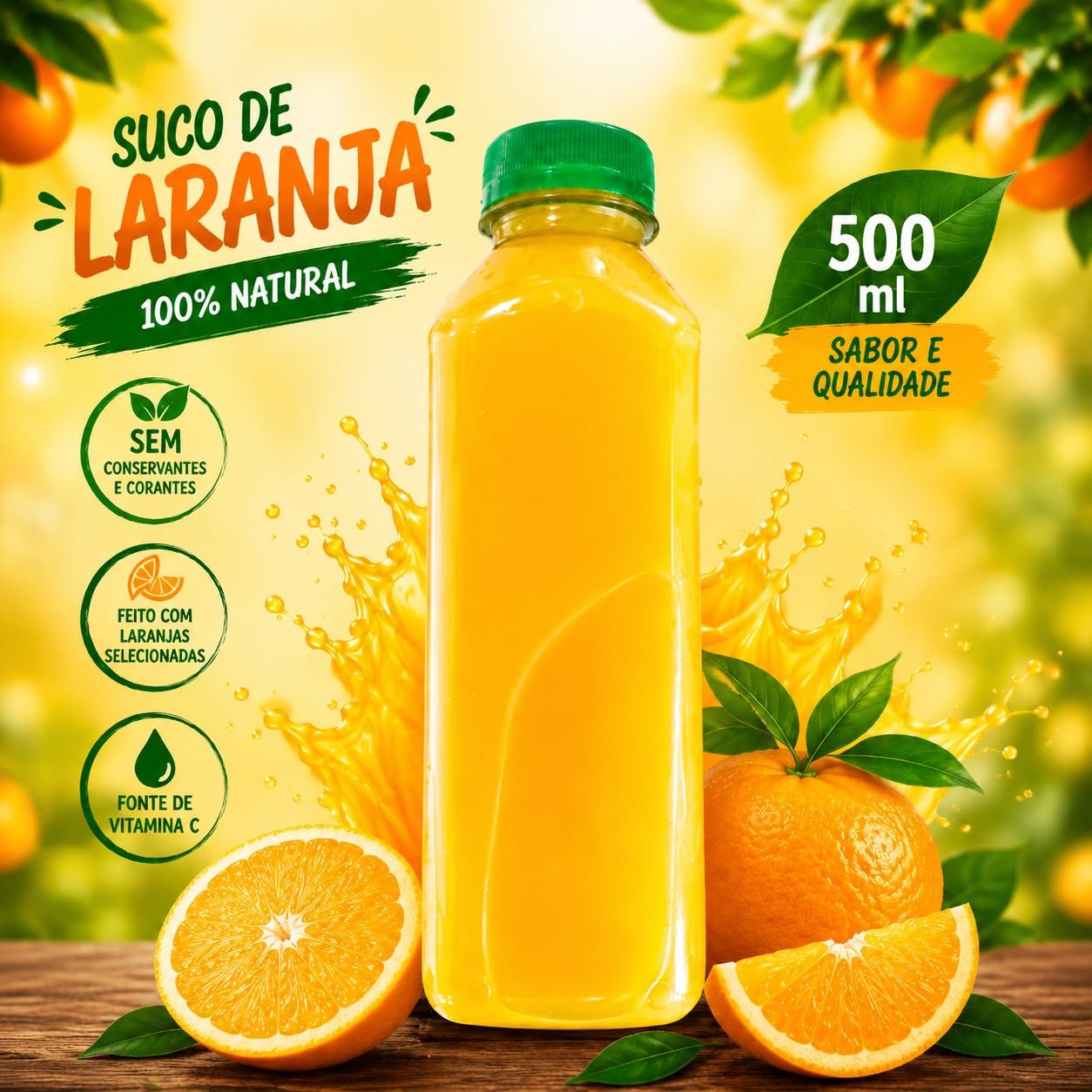 Suco de Laranja 100% Natural – 500 ML