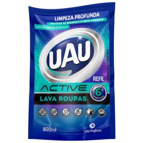 LAVA ROUPA SABÃO LÍQUIDO ACTIVE 800ML UAU SABÃO REFIL
