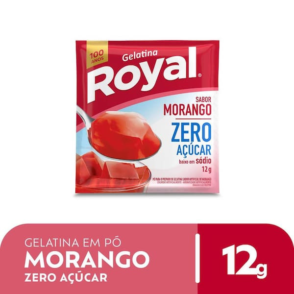 Gelatina em Pó Sabor Morango Zero Açúcar Royal 12g
