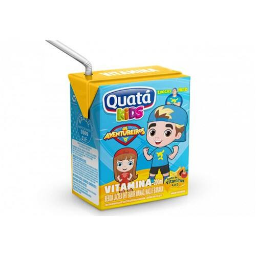 Bebida Láctea Quatazinho Vitamina Mamão, Maçã e Banana Embalagem 200ml