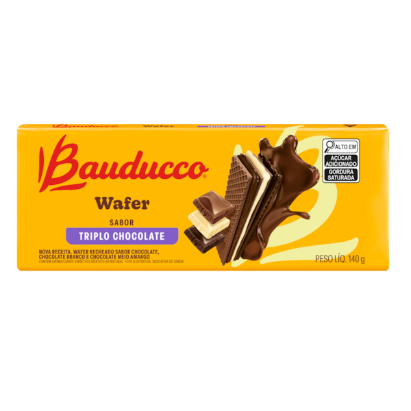 Biscoito Wafer Sabor Triplo Chocolate Bauducco 140g