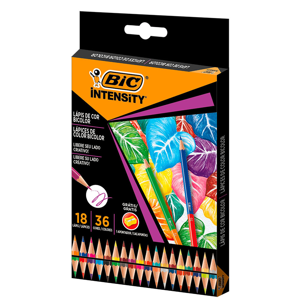 Lápis de cor Bic intensity c/18 lápis e 36 cores 