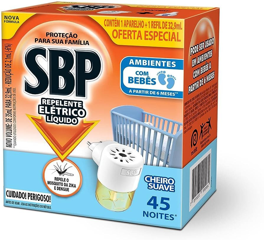 REPELENTE SBP ELETRICO LIQUIDO+ REFIL CHEIRO SUAVE 35ML