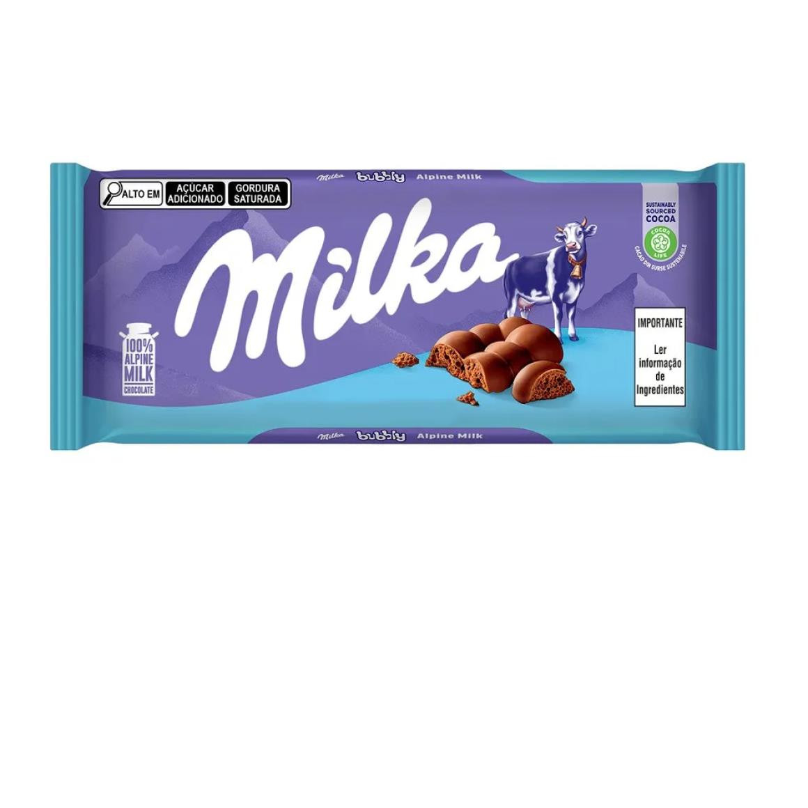 BARRAO MILKA 90G BUBBLY AO LEITE