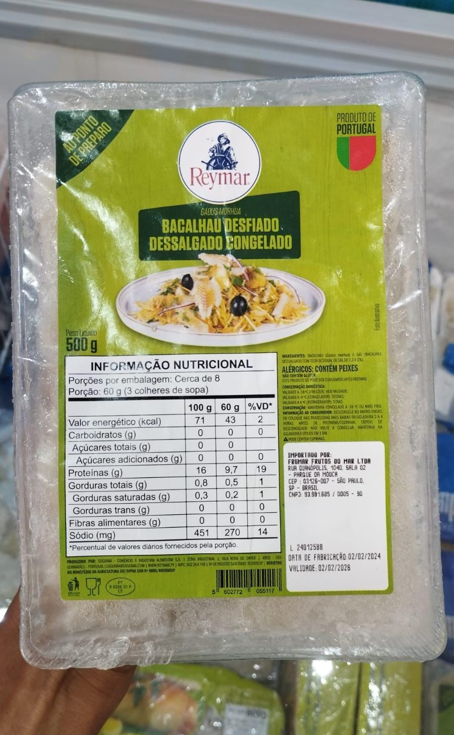Bacalhau desfiado dessalgado (500g)