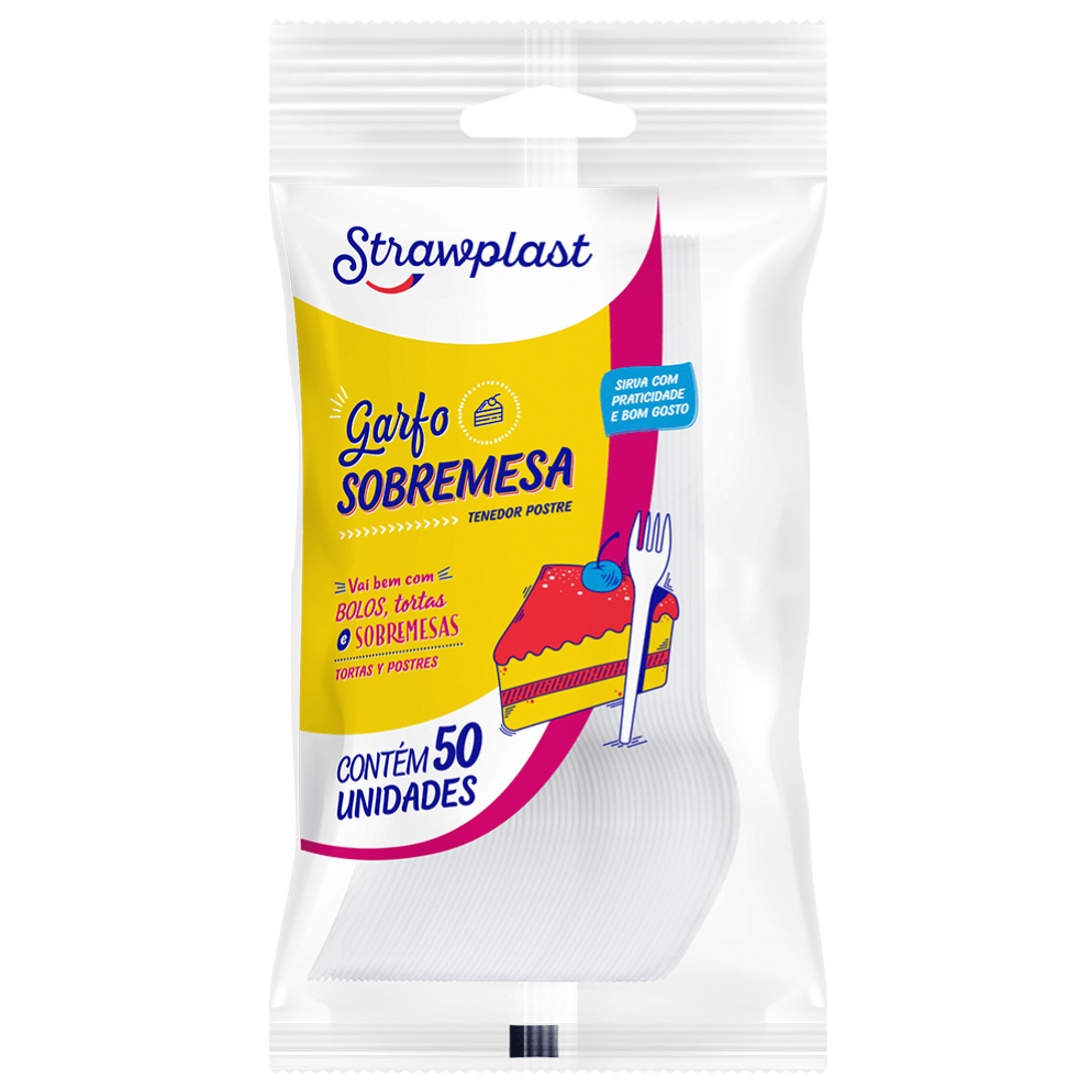 GARFO DESCARTAVEL STRAWPLAST SOBREMESA BRANCO C/50UN
