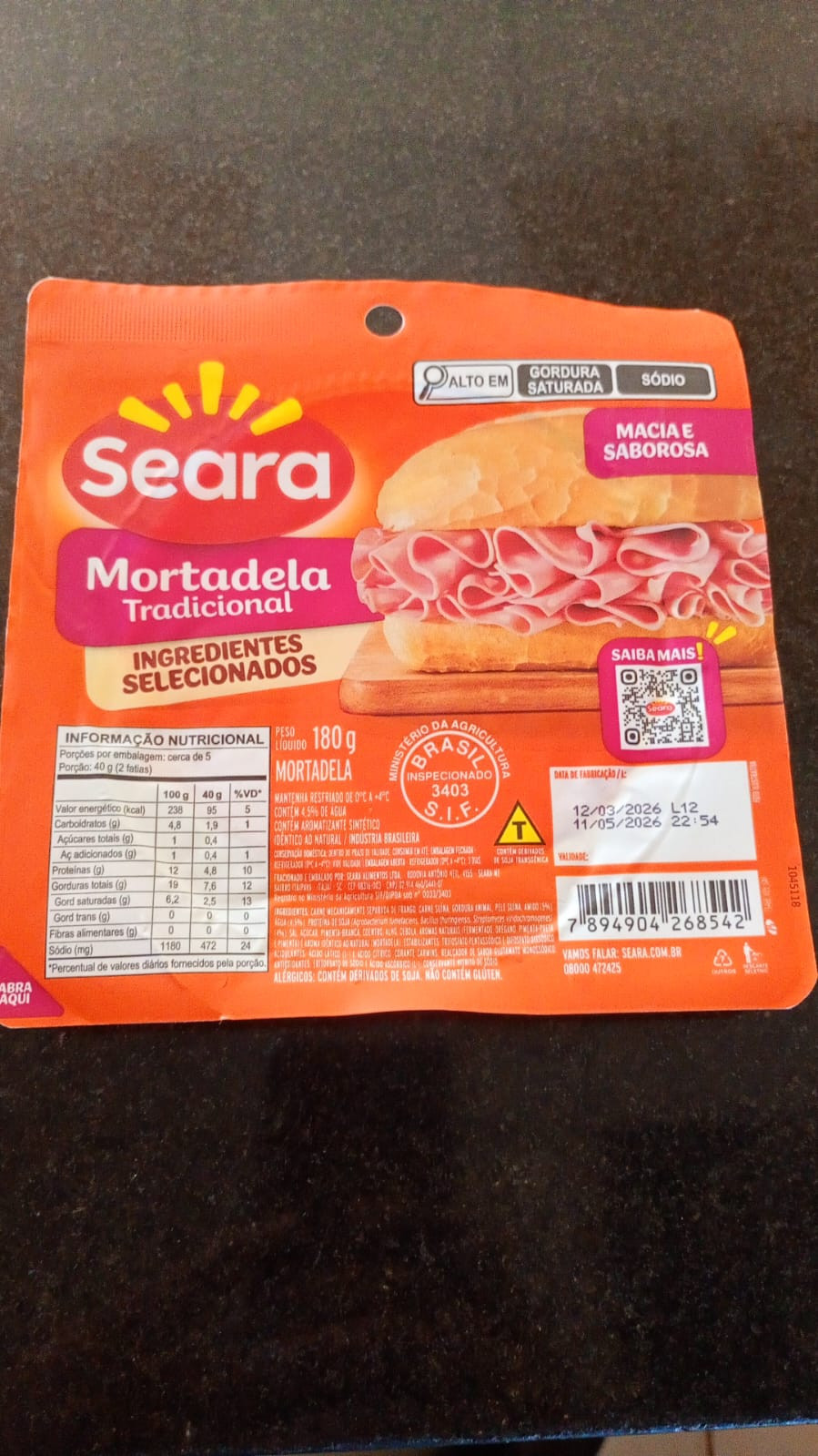 2069 MORTADELA TRADICIONAL SEARA 180 G