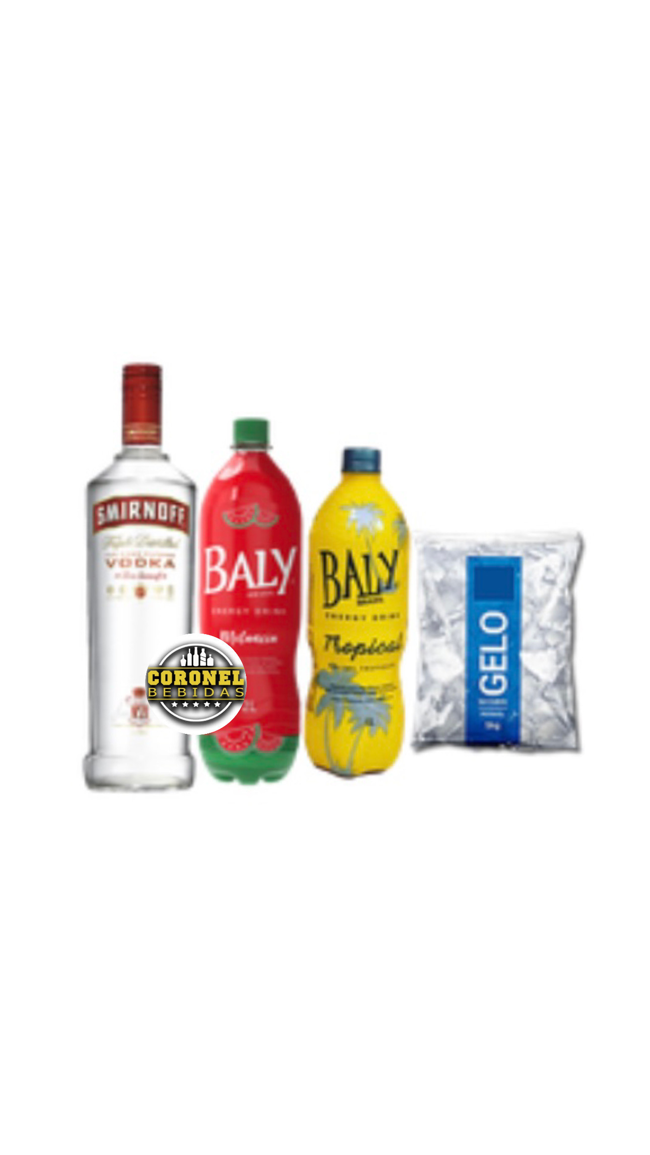 Voka Smirnoff 1l + 1 Baly 2L+ Gelo filtrado (sacola)