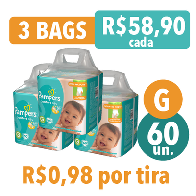 FRALDA PAMPERS CONFORTSEC BAG G